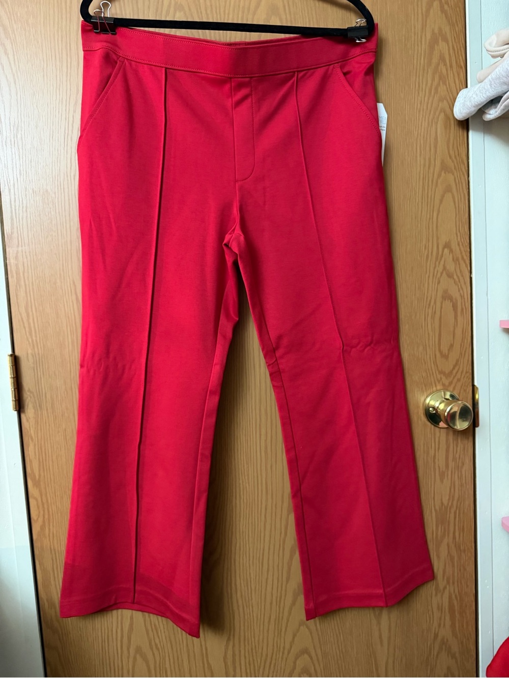 Red Knit Pull-On Pants